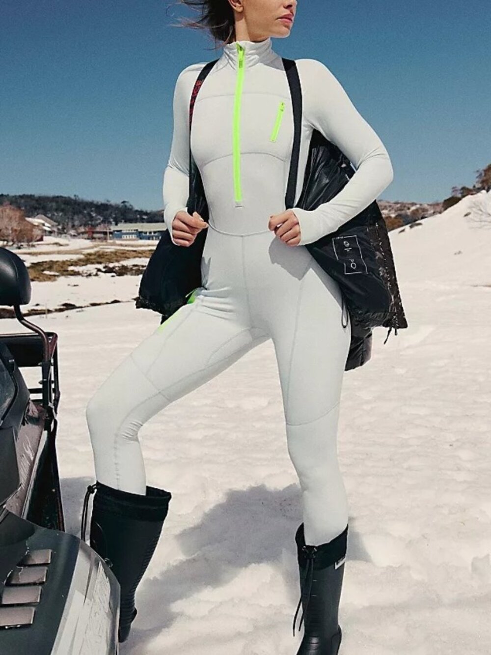 Free People Coast to Coast Jumpsuit Baselayer Outdoors Skiing Snowboard Womens L
